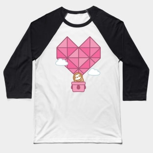 Cute Heart Hot Air Balloon Sloth Baseball T-Shirt